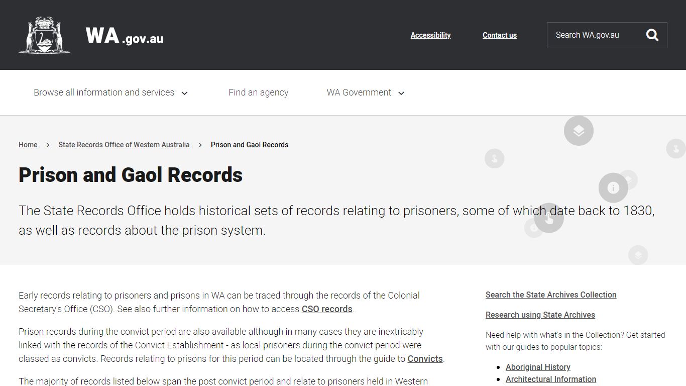 Prison and Gaol Records - Western Australia