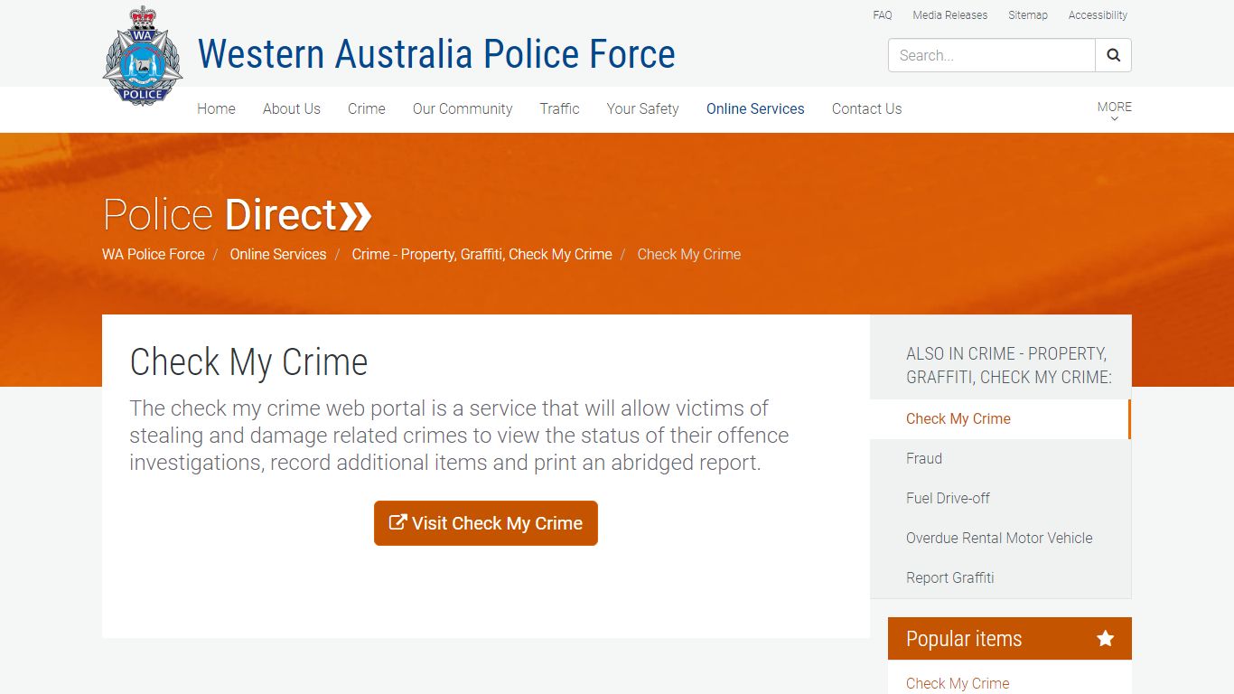 Check My Crime | Western Australia Police Force